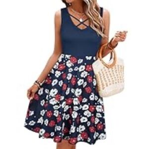Criss-Cross Tank Dress - Floral Print